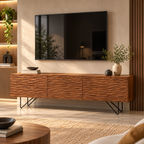 Textured Wooden TV Unit with Metal Legs -Z-TU-007