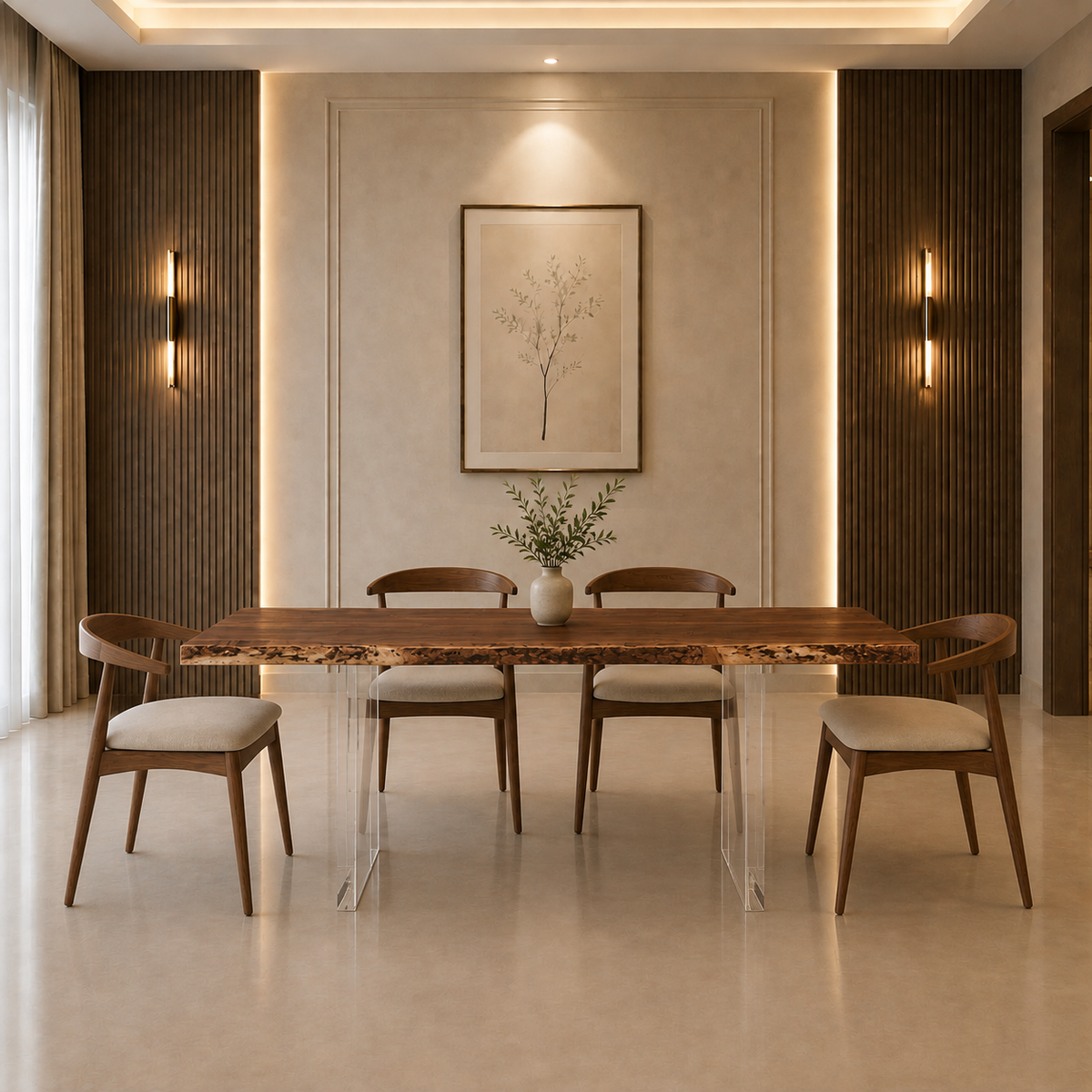 Wooden Dining Table with Plexi Glass Legs -Z-DT-036