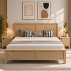 Geometric Pattern Wooden Bed - Z-B-012