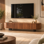 Rounded Edge Wooden TV Unit with Metal Base - Z-TU-008