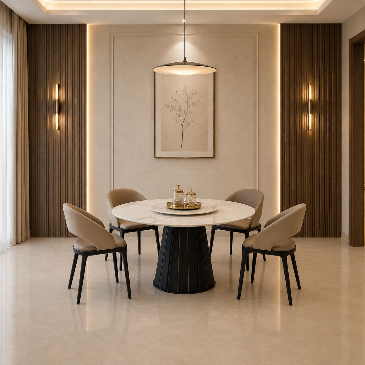 Modern Luxe Round Marble Dining Table-6-Seater -Z-DT-016