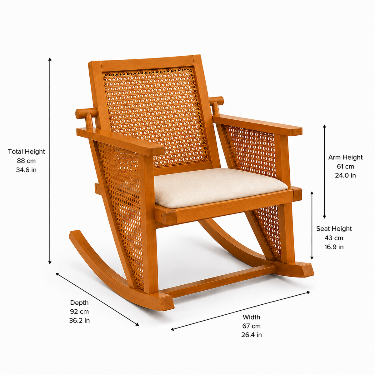 Wooden Cane Rocking Chair - Z-AC-007