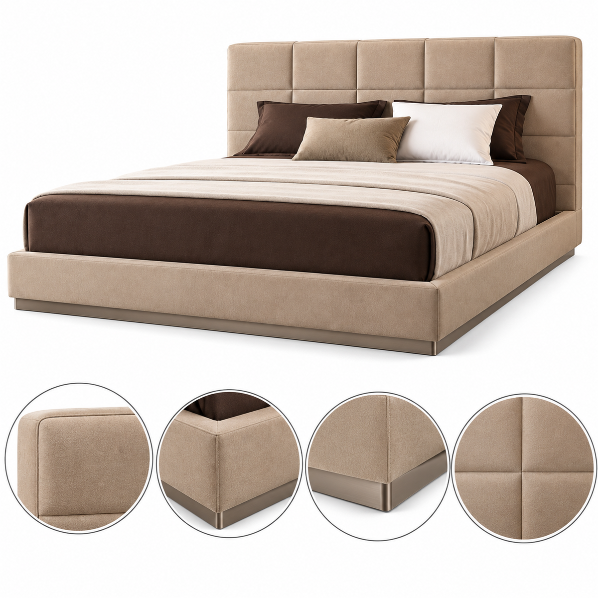 Modern King Size Fabric Bed - Z-B-002
