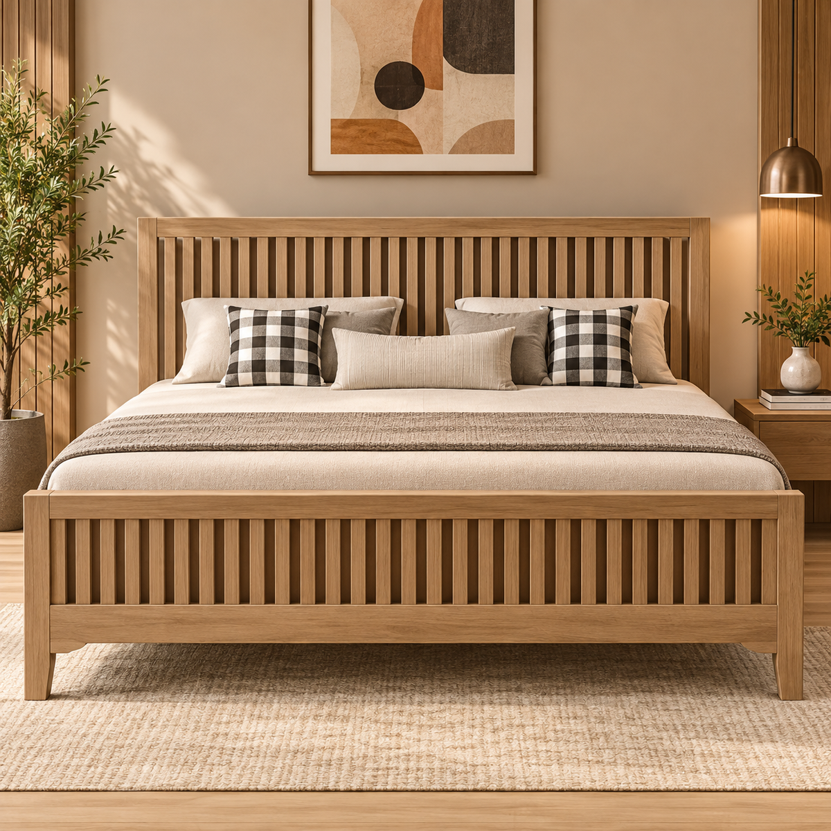 Slatted Wooden Bed  - Z-B-011