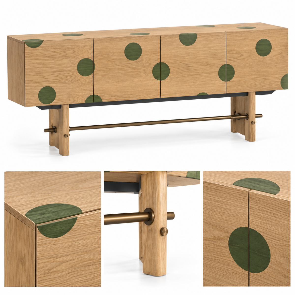 Polka Dot Oak Wooden Tv Unit - Z-TU-002