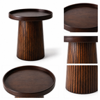 Fluted Pedestal Wood Side Table - Z-ST-006