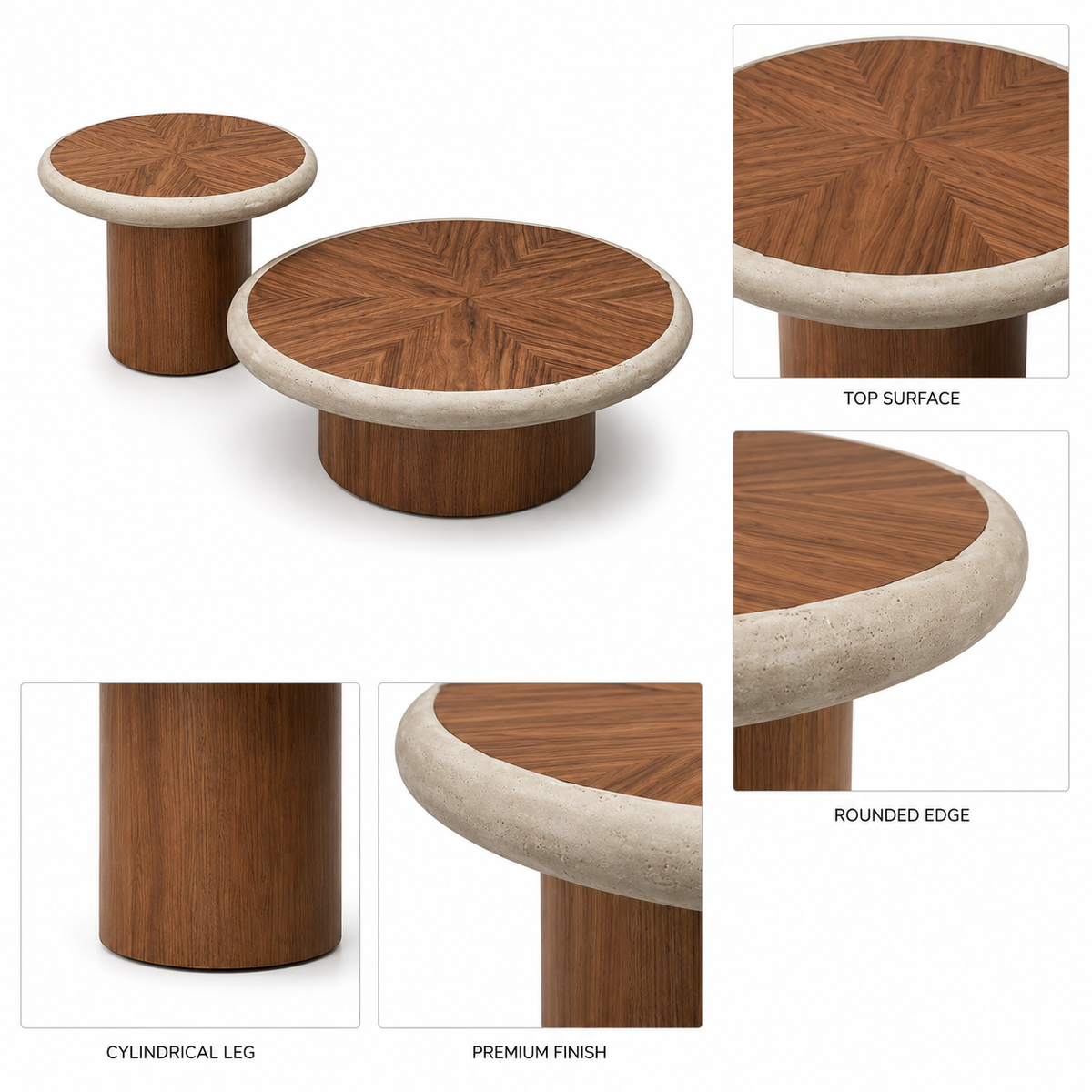 Nesting Round Pedestal Coffee Table Set - Z-CT-018